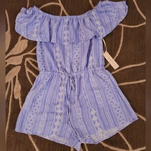 NWT - IRIS BASIC Print Off Shoulder Romper - Blue - Medium
